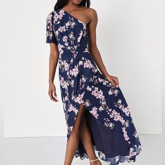 Lulus Dresses & Skirts - NWT LuLus women's Navy Floral One-Shoulder High-Low Dress size small